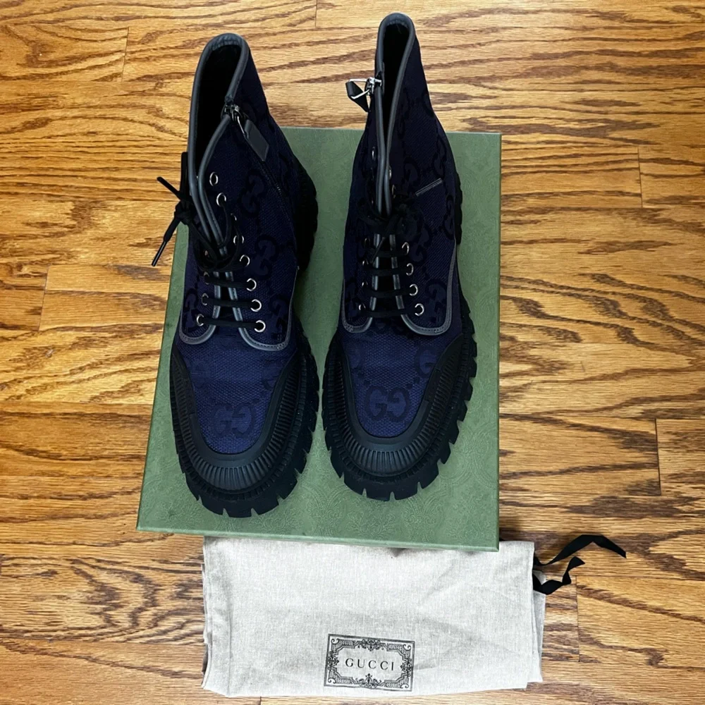 Gucci Maxi GG Lace Up Men Boots SIZE 9 - Picture 4 of 9
